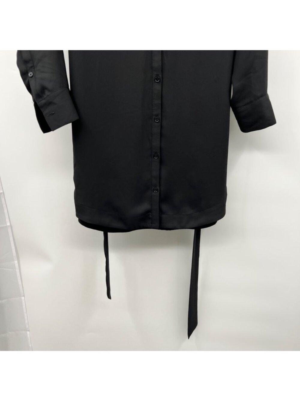 Express Womens Shirt Dress Long Sleeve Button Up Black Size Small Belted - Picture 3 of 9